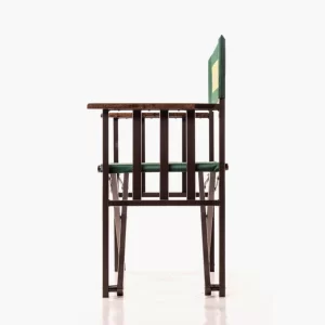 Sillón estilo director de madera y metal, plegable.